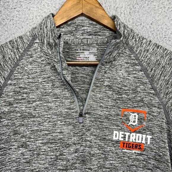 Detroit Tigers Shirt Men's Small Gray 1/4 Zip Pullover Under Armour Performance - Picture 1 of 9